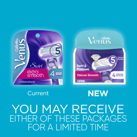 Gillette Venus® Swirl & Platinum Delux Smooth 5 Deluxe Blades 4 Cartridges ยิลเลตต์วีนัส ใบมีดโกน 5 ชั้น Image3