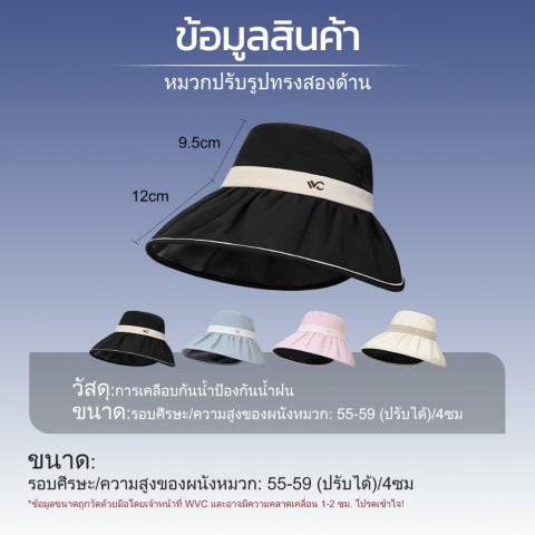 VVC หมวกกันแดดผู้หญิงปกป้องทั้งใบหน้า UPF50+ แบบเปิดกระหม่อม สำหรับฤดูร้อน Image3