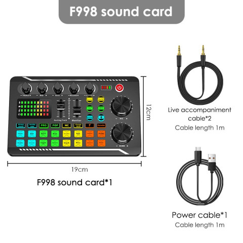F998 Live Sound Card การ์ดเสียงไมโครโฟน เสียงอินเทอร์เฟซ เสียงมิกเซอร์การ์ด สำหรับโทรศัพท์ PC Image4