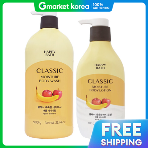 Happy bath | แฮปปี้บาส ครีมอาบน้ำชุ่มชื้น 900ก. + โลชั่นผิวกายชุ่มชื้น 400 มล. Image1