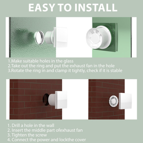 Kcvents 4/6in พัดลมดูดอากาศพัดลมระบายอากาศพร้อมรีโมทคอนโทรลแบบพลิกกลับได้สําหรับห้องน้ําห้องครัวติดผนัง Home ECO Friendly Image5