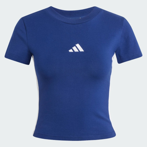 adidas Lifestyle Essentials 3-Stripes Slim Baby Tee Women Blue JE1240 Image4