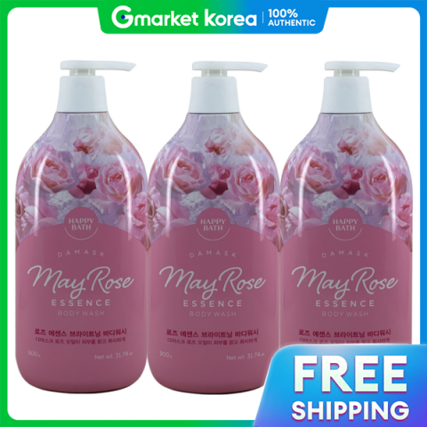 Happy bath | แฮปปี้ บาธ โรส เอสเซนส์ ไบรท์เทนนิ่ง บอดี้ วอช 900 กรัม 3 แพ็ค Image1