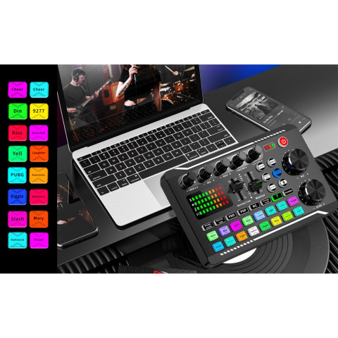 F998 Live Sound Card การ์ดเสียงไมโครโฟน เสียงอินเทอร์เฟซ เสียงมิกเซอร์การ์ด สำหรับโทรศัพท์ PC Image6