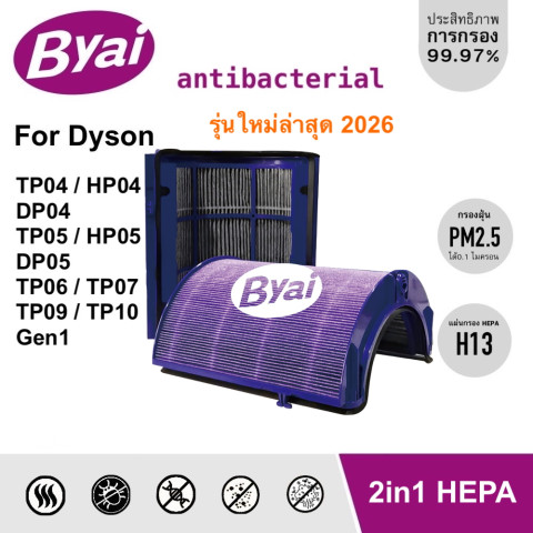ไส้กรองเครื่องฟอกอากาศ Glass HEPA H13+Anti Bac สำหรับ Dyson TP06, HP06, PH01, PH02, HP07, TP07, HP09, TP09 Image1