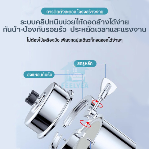 สายดื่มต้องมี! เครื่องกรองน้ำใช้ เครื่องกรองน้ำใช้สเตนเลสรวม PVDF กรองสนิม สิ่งปนเปื้อน ถึง 0.01um ใช้ยาว 3 ปี y Image6