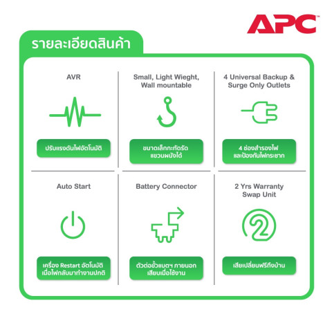 APC อุปกรณ์สำรองจ่ายไฟ 500VA รุ่น BV500I-MST ที่เหมาะสำหรับผู้ใช้เครื่องคอมพิวเตอร์ที่บ้านและสำนักงาน Image7