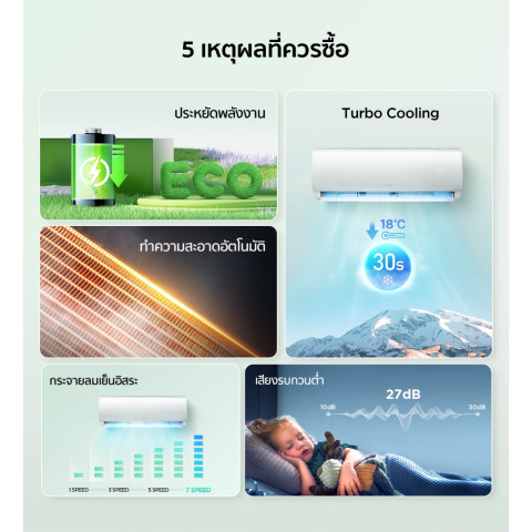 TCL แอร์ Inverter ขนาด 9,490 - 24,130 BTU รุ่น TAC-XAL เครื่องปรับอากาศติดผนัง Elite Series เย็นเร็ว ทนทาน ประหยัดไฟ Image2