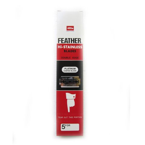 ใบมีดโกน กล่องแดง Feather 71-S ตราขนนก x 100 ชิ้น แบบ 2คม สำหรับโกนหนวด โกนผม Feather Shaving Razor Double Edge Blades from Japan Image2