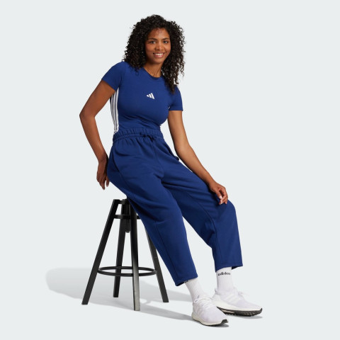 adidas Lifestyle Essentials 3-Stripes Slim Baby Tee Women Blue JE1240 Image2