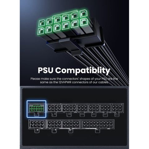 TEUCER PCI-E 5.0 GPU 730 มม.16PIN สาย 12 + 4 PIN 12VHPWR ATX 3.0 Modular สายไฟสําหรับ RTX 3090Ti 4070Ti 4080 4090 Image8