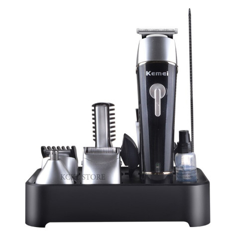 แบตตาเลี่ยนไร้สาย ชาร์จไฟได้ เปลี่ยนหัวได้ Trimmer ที่ตัดขนจมูก เครื่องโกนขน เครื่องโกนหนวด เครื่องกำจัดขน ปัตตาเลี่ยน Kemei SUPER GROOMING KIT 10in1 Image1
