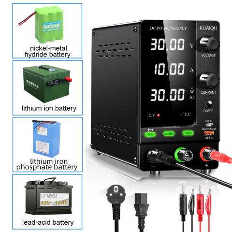 KUAIQU เครื่องจ่ายไฟ DC Power Supply พาวเวอร์ซัพพลาย DC ชาร์จเร็ว ปรับได้ พร้อมพอร์ต USB Type-C 12V 24V 48V 60V 30V 10A แบตเตอรี่ลิเธียม ป้องกัน OCP Image8