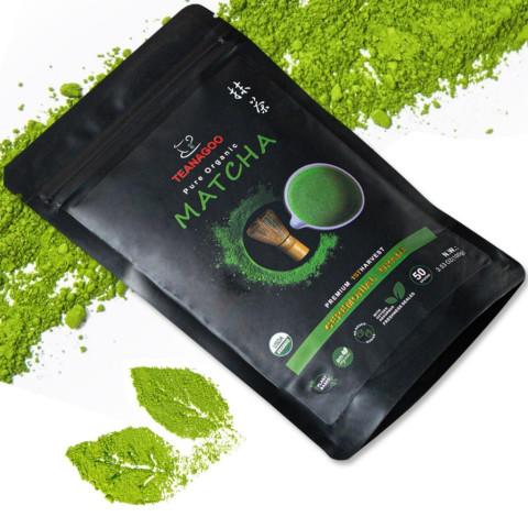 สัมผัส ผงมัทฉะ เกรดพิธีการชาเขียวพรีเมี่ยมสําหรับเครื่องดื่มลาเต้/อาหารเช้า/ชาเขียวประจําวัน, ชามัทฉะพิธีอินทรีย์ เราไม่หวานไม่มีสารเติมแต่ง, การเก็บเกี่ยวแรก,