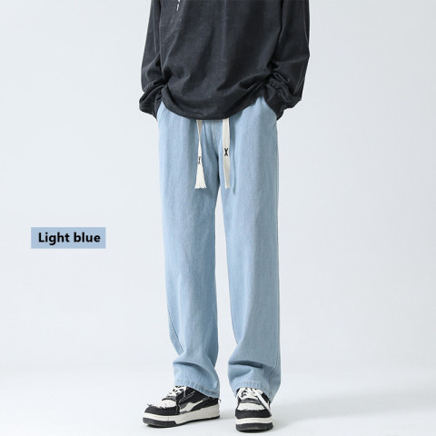 กางเกงยีนส์ลําลองสไตล์ฮิปฮอปทรงหลวมสําหรับผู้ชายย้อนยุคสตรีทยีนส์ Image4