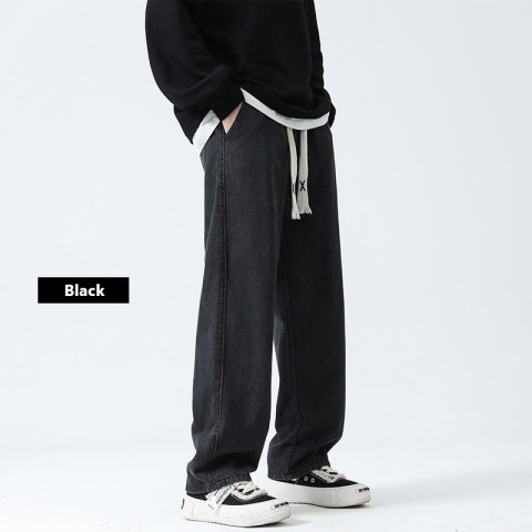 กางเกงยีนส์ลําลองสไตล์ฮิปฮอปทรงหลวมสําหรับผู้ชายย้อนยุคสตรีทยีนส์ Image3