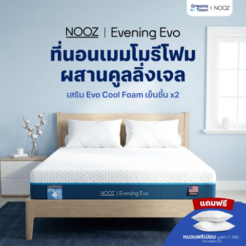 NOOZ ที่นอนเมมโมรี่โฟม ผสมคูลลิ่งเจลกระจายแรงกดทับ ระบายอากาศได้ดี Memory Foam รุ่น Evening Evo ขนาด 3.5ฟุต 5ฟุต 6ฟุต Image1