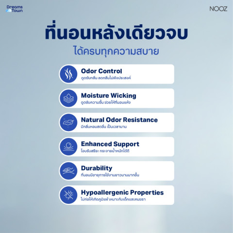 NOOZ ที่นอนเมมโมรี่โฟม ผสมคูลลิ่งเจลกระจายแรงกดทับ ระบายอากาศได้ดี Memory Foam รุ่น Evening Evo ขนาด 3.5ฟุต 5ฟุต 6ฟุต Image5