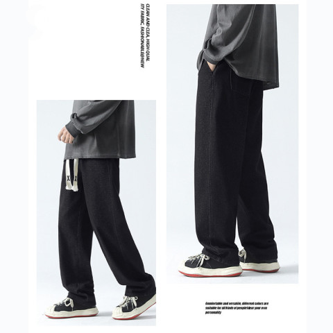 กางเกงยีนส์ลําลองสไตล์ฮิปฮอปทรงหลวมสําหรับผู้ชายย้อนยุคสตรีทยีนส์ Image2