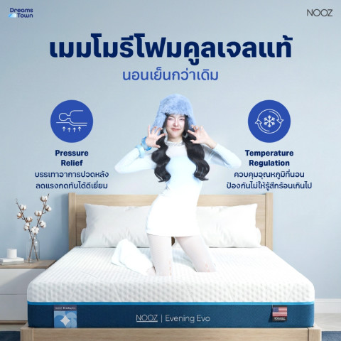 NOOZ ที่นอนเมมโมรี่โฟม ผสมคูลลิ่งเจลกระจายแรงกดทับ ระบายอากาศได้ดี Memory Foam รุ่น Evening Evo ขนาด 3.5ฟุต 5ฟุต 6ฟุต Image2
