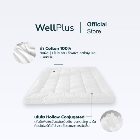 WellPlus Topper รุ่น Casey หนา 4 นิ้ว ท็อปเปอร์สุขภาพ ที่นอน Conjugated Siliconized Fiber Image4