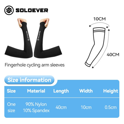 SOLOEVER ปลอกแขนผ้าเย็น ป้องกันแสงแดด ปลอกแขนเย็น ปลอกแขนป้องกัน UV ระบายอากาศ แห้งเร็ว สำหรับวิ่ง Image8