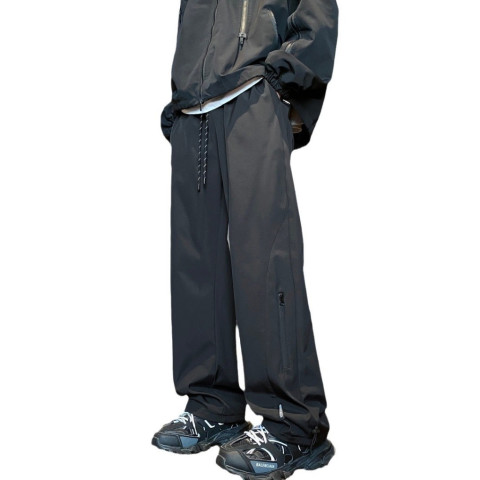 กางเกงกีฬาลำลองชาย ผ้ากันลมและกันน้ำ เหมาะสำหรับเดินป่าและเล่นกีฬา ข้างใส่สบาย กางเกงปีนเขา มีเชือกผูก เอวยางยืด มีก Image8