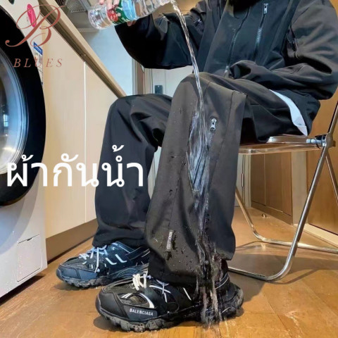 กางเกงกีฬาลำลองชาย ผ้ากันลมและกันน้ำ เหมาะสำหรับเดินป่าและเล่นกีฬา ข้างใส่สบาย กางเกงปีนเขา มีเชือกผูก เอวยางยืด มีก Image2