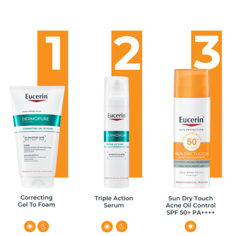 Eucerin SUN DRY TOUCH ACNE OIL CONTROL SPF50+ PA++++ 50 ML ยูเซอริน กันแดดคุมมัน เนื้อบางเบา สำหรับผิวหน้า Image8