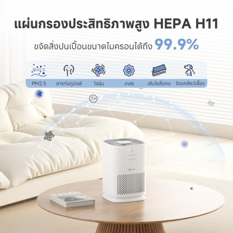 [รับของแถมฟรี!] Simplus×PP Krit A5Lite เครื่องฟอกอากาศมินิ ตั้งโต๊ะ กรอง PM2.5 HEPA H11 ลดภูมิแพ้ ตั้งเวลา 8ชม KQJH008 Image5