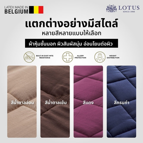 LOTUS ที่นอนยางพาราแท้ปลอดภัยต่อสุขภาพ ปราศจากสารเคมี สัมผัสนุ่มแน่น ลดอาการปวดหลัง นำเข้าจาก Belgium ส่งฟรี Image4