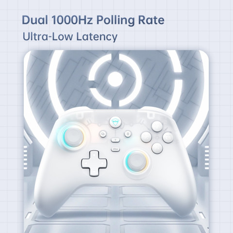 คอนโทรลเลอร์เกมไร้สาย Machenike G3 V2 Tri-Mode พร้อมแท่นชาร์จ แบตเตอรี่ Hall Effect 1000mAh สำหรับ Switch Steam PC Image2