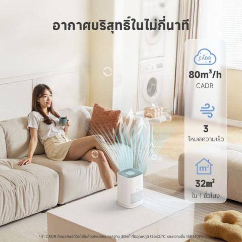 [รับของแถมฟรี!] Simplus×PP Krit A5Lite เครื่องฟอกอากาศมินิ ตั้งโต๊ะ กรอง PM2.5 HEPA H11 ลดภูมิแพ้ ตั้งเวลา 8ชม KQJH008 Image4