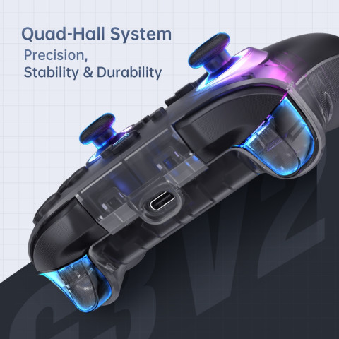 คอนโทรลเลอร์เกมไร้สาย Machenike G3 V2 Tri-Mode พร้อมแท่นชาร์จ แบตเตอรี่ Hall Effect 1000mAh สำหรับ Switch Steam PC Image4