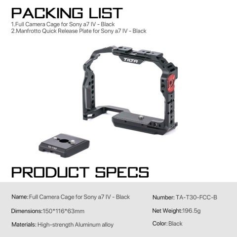 TILTA กล้อง Cage Pro Kit Compact Top Handle ที่จับไฟด้านข้างพร้อมRun/Stop & Cable HDMI Clamp & Cable (กรงกล้องเต็ม) Sony a7 IV, a1, S3, R4, 73, R3, A9 Image5