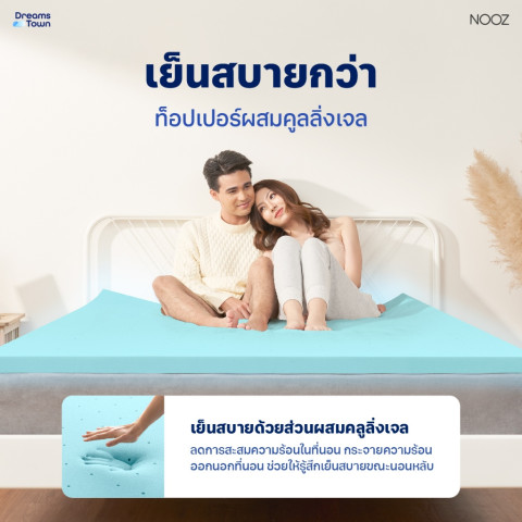 Nooz ท็อปเปอร์เมมโมรี่โฟม ที่รองนอน เพิ่มความนุ่มขั้นสุด มี Cool Gel ช่วยทำให้ที่นอนเย็น รุ่น Comfort The Airly Coolmax Image4