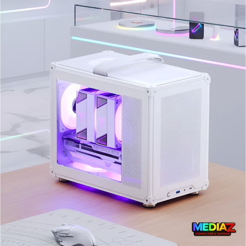 เคสเล็ก ขาว ดำ รับการ์ดจอยาว หิ้วได้ ฝากระจก Jonsbo C6 MAX Case mATX White Handle Media Z Image6