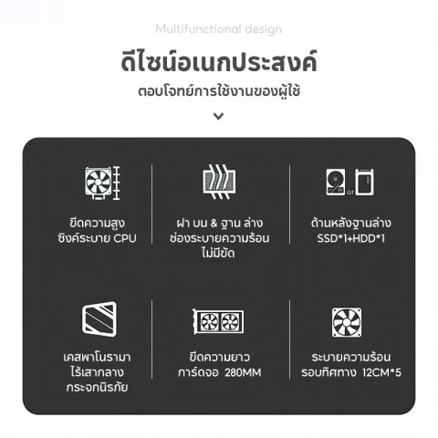 เคสคอมพิวเตอร์ EXPOSE T8 M-ATX 3 RGB Fans Panorama Tempered Glass Gaming Case รับประกัน 1 ปี Image4