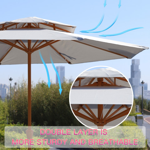 Tredey 2.7M Double Top ร่มกันแดดขนาดใหญ่ สวนกลางแจ้ง ตลาดนัด ขายสระว่ายน้ํา สระว่ายน้ํา พ่อค้าหญิง ร้านกาแฟ ร่มกันแดดกลางแจ้ง Image4