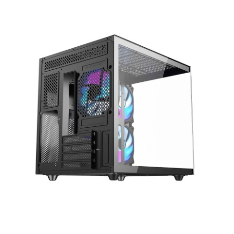 VENUZ Micro ATX Tempered Glass Gaming Case SEA VIEW VC 3393SV BK (รับประกัน1ปี) Image2