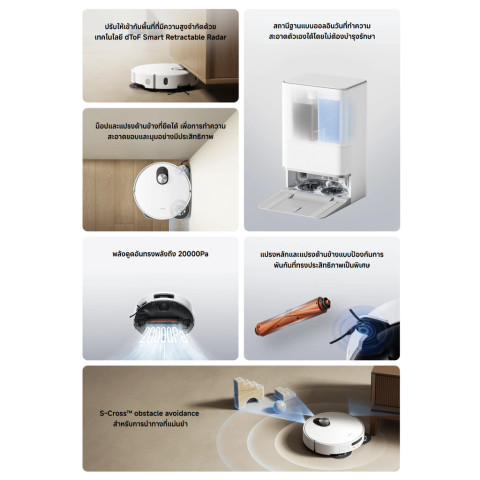 Xiaomi Robot Vacuum 5 หุ่นยนต์ดูดฝุ่น | สถานีฐานแบบบูรณาการ | พลังดูดของพัดลม 20,000Pa | ระบบหลบหลีกสิ่งกีดขวาง S-Cross™ Image2