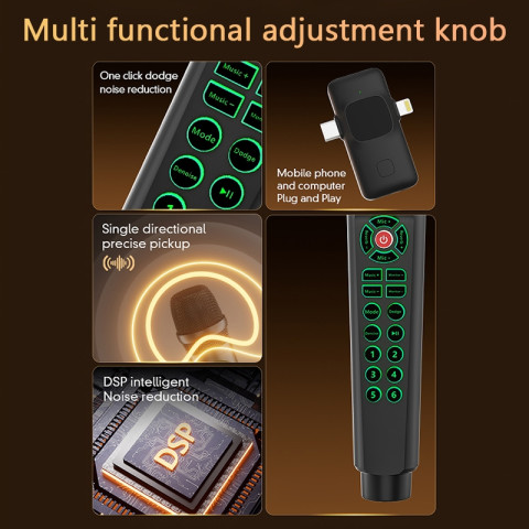 NETPAC Soundcard Karaoke Microphone Plug And Play RGB ใช้ไลฟ์และร้องเพลง ลดเสียงรบกวน ใช้กับมือถือได้ Image7