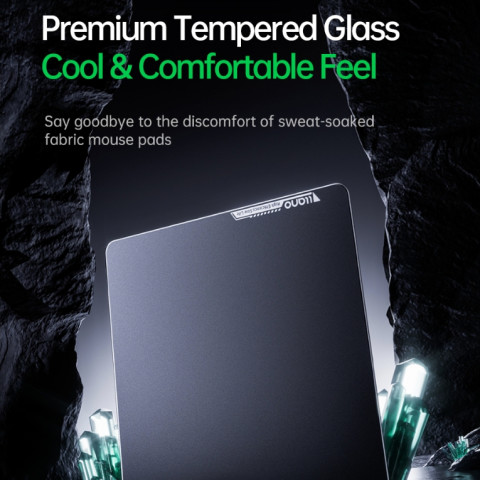 LLANO แผ่นรองเมาส์สําหรับเล่นเกมกระจกนิรภัยพื้นผิวความเร็วสูงเรียบสําหรับ FPS CSGO กันน้ํากันเหงื่อแผ่นกันลื่นสีดํา Image5