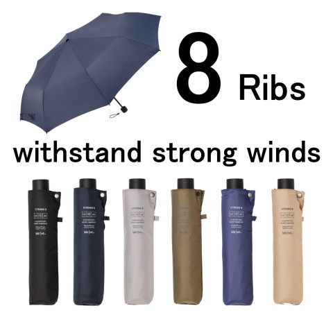 [Waterfront official brand store] Strong 8 folding umbrella 60cm withstand strong winds Image1