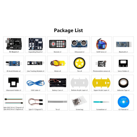 LAFVIN ชุดรถหุ่นยนต์อัจฉริยะ Arduino UNO R3 พร้อมบทเรียน รองรับ บลูทูธ สำหรับการเรียนรู้ Image8