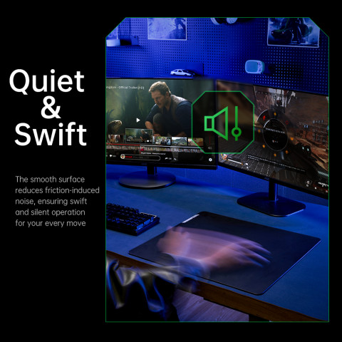 LLANO แผ่นรองเมาส์สําหรับเล่นเกมกระจกนิรภัยพื้นผิวความเร็วสูงเรียบสําหรับ FPS CSGO กันน้ํากันเหงื่อแผ่นกันลื่นสีดํา Image4