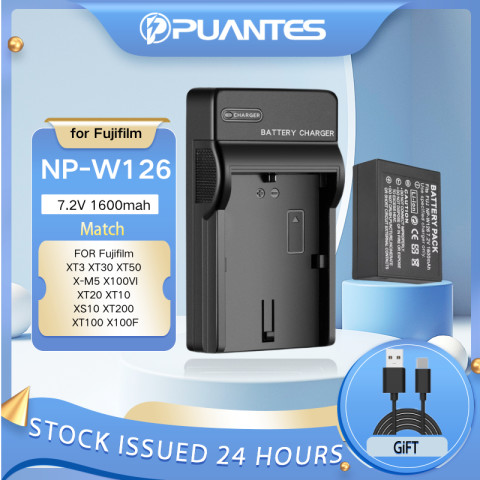 PUANTES NP-W126/NP-W126S แบตเตอรี่กล้อง + USB single slot charger จับคู่กับ Fujifilm XT3 XT30 XT50 X-M5 X100Vl XT20 XT10 XS10 XT200 XT100 X100F Image1