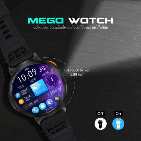 AXON Mega Smart Watch นาฬิกาเพื่อสุขภาพ Smartwatch จอใหญ่สุด IPS 1.85" โทรได้ วัดชีพจร SpO2 ประกัน 2 ปี Image3
