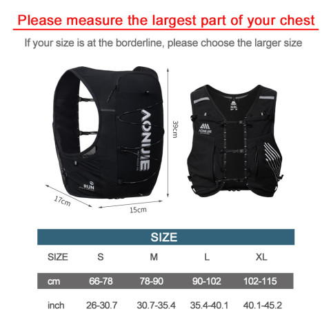 AONIJIE อาโอนิจิ ค9116ไฮเดรชั่แพ็ค10ลความจุสูงวิ่งเสื้อกั๊กไฮเดรชั่สําหรับข้ามประเทศเดินป่าปีนเขาและมาราธอน Image3