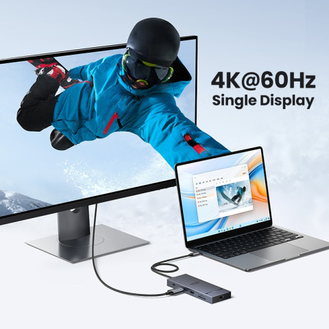UGREEN 10Gbps Dual HDMI 7-in-1 HUB 4K @ 60hz ประเภท C ถึง HDMI USB3.2 Gen2 10Gbps 2xUSB-C 3.210Gbps 2xUSB-A 3.2 10Gbps PD100W HUB สําหรับ iPad Air M2 Pro 11 "MacBook 1 M3 Image4